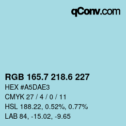カラーコード: RGB 165.7 218.6 227 | qconv.com