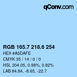 カラーコード: RGB 165.7 218.6 254 | qconv.com