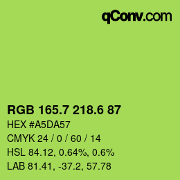 カラーコード: RGB 165.7 218.6 87 | qconv.com