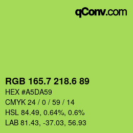 カラーコード: RGB 165.7 218.6 89 | qconv.com