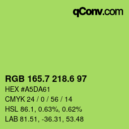 カラーコード: RGB 165.7 218.6 97 | qconv.com