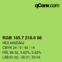 カラーコード: RGB 165.7 218.6 98 | qconv.com