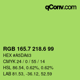 カラーコード: RGB 165.7 218.6 99 | qconv.com