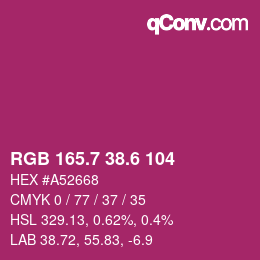 カラーコード: RGB 165.7 38.6 104 | qconv.com