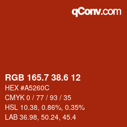 カラーコード: RGB 165.7 38.6 12 | qconv.com