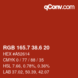カラーコード: RGB 165.7 38.6 20 | qconv.com