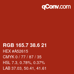 カラーコード: RGB 165.7 38.6 21 | qconv.com