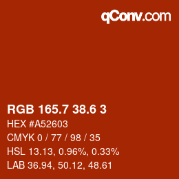 カラーコード: RGB 165.7 38.6 3 | qconv.com