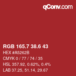 カラーコード: RGB 165.7 38.6 43 | qconv.com