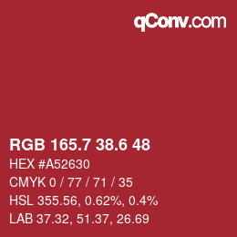 カラーコード: RGB 165.7 38.6 48 | qconv.com