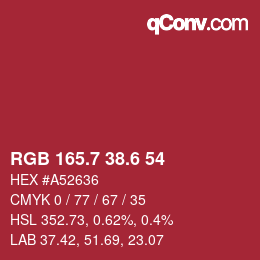 カラーコード: RGB 165.7 38.6 54 | qconv.com