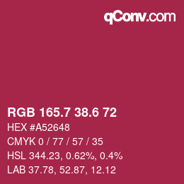カラーコード: RGB 165.7 38.6 72 | qconv.com