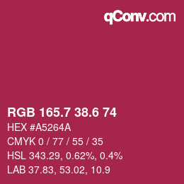 カラーコード: RGB 165.7 38.6 74 | qconv.com