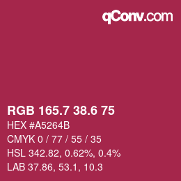 カラーコード: RGB 165.7 38.6 75 | qconv.com