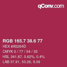 カラーコード: RGB 165.7 38.6 77 | qconv.com