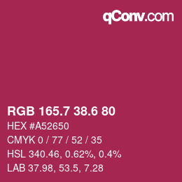 カラーコード: RGB 165.7 38.6 80 | qconv.com