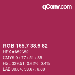 カラーコード: RGB 165.7 38.6 82 | qconv.com
