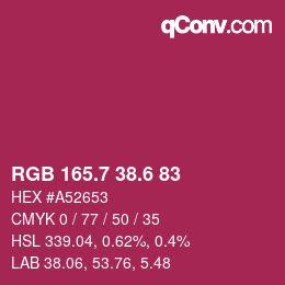 カラーコード: RGB 165.7 38.6 83 | qconv.com