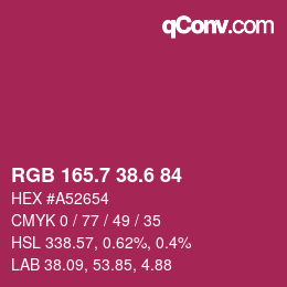 カラーコード: RGB 165.7 38.6 84 | qconv.com