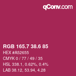 カラーコード: RGB 165.7 38.6 85 | qconv.com