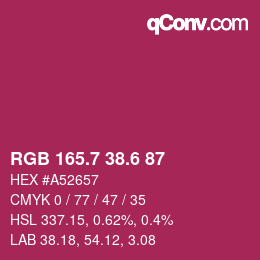 カラーコード: RGB 165.7 38.6 87 | qconv.com