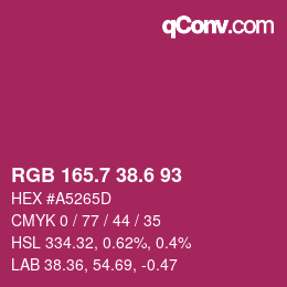 カラーコード: RGB 165.7 38.6 93 | qconv.com
