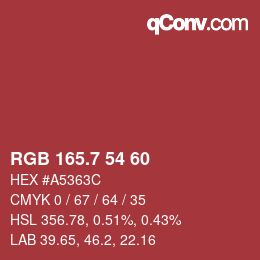 カラーコード: RGB 165.7 54 60 | qconv.com