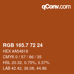 カラーコード: RGB 165.7 72 24 | qconv.com