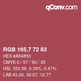 カラーコード: RGB 165.7 72 83 | qconv.com