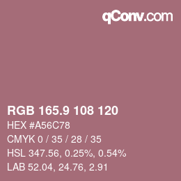 Color code: RGB 165.9 108 120 | qconv.com