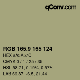 カラーコード: RGB 165.9 165 124 | qconv.com