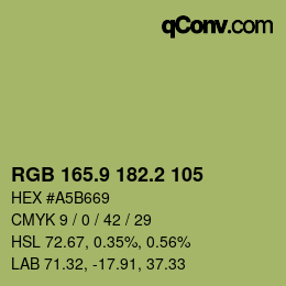 カラーコード: RGB 165.9 182.2 105 | qconv.com