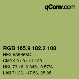 カラーコード: RGB 165.9 182.2 108 | qconv.com