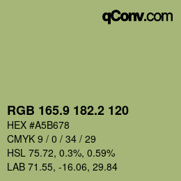 カラーコード: RGB 165.9 182.2 120 | qconv.com