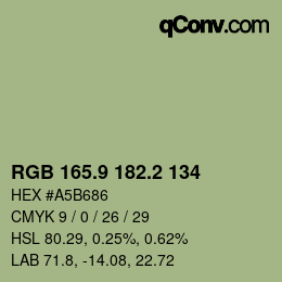 Color code: RGB 165.9 182.2 134 | qconv.com