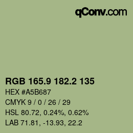 Color code: RGB 165.9 182.2 135 | qconv.com