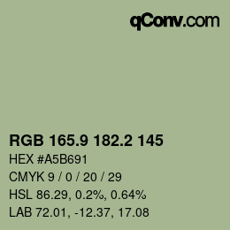 Color code: RGB 165.9 182.2 145 | qconv.com