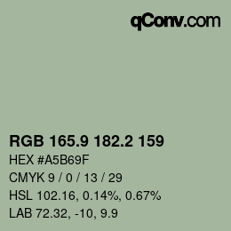 カラーコード: RGB 165.9 182.2 159 | qconv.com