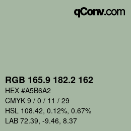 Color code: RGB 165.9 182.2 162 | qconv.com