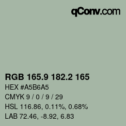 カラーコード: RGB 165.9 182.2 165 | qconv.com