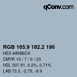 Color code: RGB 165.9 182.2 196 | qconv.com