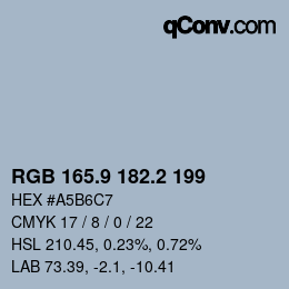 カラーコード: RGB 165.9 182.2 199 | qconv.com