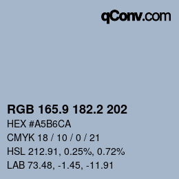 Color code: RGB 165.9 182.2 202 | qconv.com