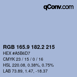 カラーコード: RGB 165.9 182.2 215 | qconv.com