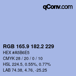 カラーコード: RGB 165.9 182.2 229 | qconv.com