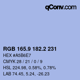 カラーコード: RGB 165.9 182.2 231 | qconv.com