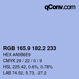 カラーコード: RGB 165.9 182.2 233 | qconv.com