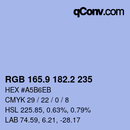 Color code: RGB 165.9 182.2 235 | qconv.com
