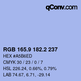 カラーコード: RGB 165.9 182.2 237 | qconv.com