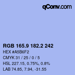 カラーコード: RGB 165.9 182.2 242 | qconv.com